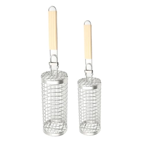 Rollender Grillkorb - Grillgemüsekorb,2-teiliges Edelstahl Grillzubehör Mit Holzgriff Für Camping Garten Zu Hause Rollender Grillkorb - Grillgemüsekorb,2-teiliges Edelstahl Grillzubehör Mit Holzgriff Für Camping Garten Zu Hause von Generisch