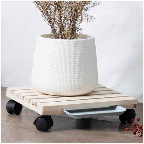 Rollender Pflanzenständer mit Rädern, mobiler Blumenwagen aus Massivholz für einfaches Bewegen, perfekt für Zuhause und Büro, Zimmerpflanzen-Display von Generisch