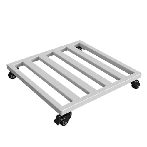 Rollender Pflanzenständer mit Rollen - Metallstütze für große Töpfe Blumentöpfe und Aquarien - Herausnehmbares Tablett für Innen- und Außenbereich (Weiß 45 x 45 cm) von Generisch
