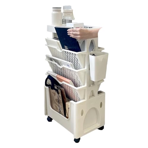 Rollendes Gemüseregal mit Rädern – mobiles Bücherregal mit großer Kapazität, abnehmbarer Zeitschriftenständer aus Kunststoff, praktischer Aktenwagen für einfache Lagerung und Zugriff Rollendes Gemüseregal mit Rädern – mobiles Bücherregal mit großer Kapazität, abnehmbarer Zeitschriftenständer aus Kunststoff, praktischer Aktenwagen für einfache Lagerung und Zugriff von Generisch