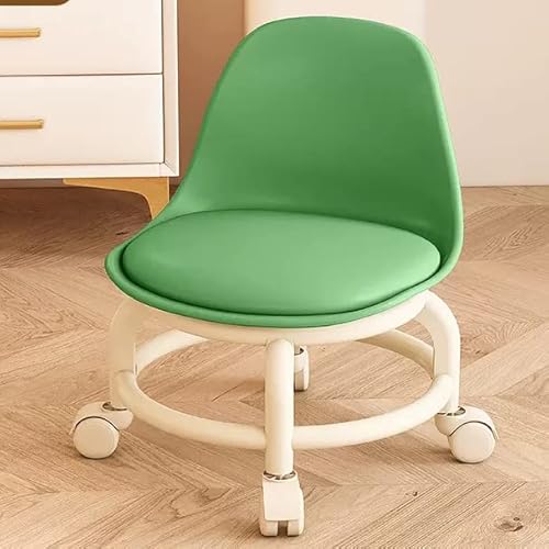 Rollhocker auf Rädern – niedriger Sitz aus PU-Leder für Zuhause, Büro und Fitness – bequemer, runder Rollhocker für einfache Mobilität, Farbe: Grau von Generisch