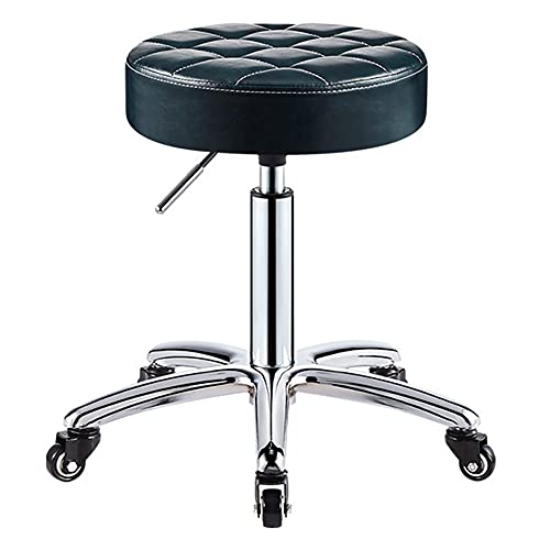 Rollhocker mit Rollen, rückenfrei, PU-Leder, rundes Kissen, verstellbar, hydraulischer Drehstuhl (4156 cm) für Spa, Salon, Medizin, Büro, Tattoo, Zuhause, Auto, Geschäft von Generisch