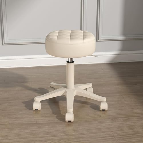 Rollhocker mit Rollen, verstellbare Höhe 39,9 cm - 52,1 cm, ergonomischer Massagehocker aus PU-Leder, um 360 Grad drehbar, ideal für Salon und Schreibtisch von Generisch