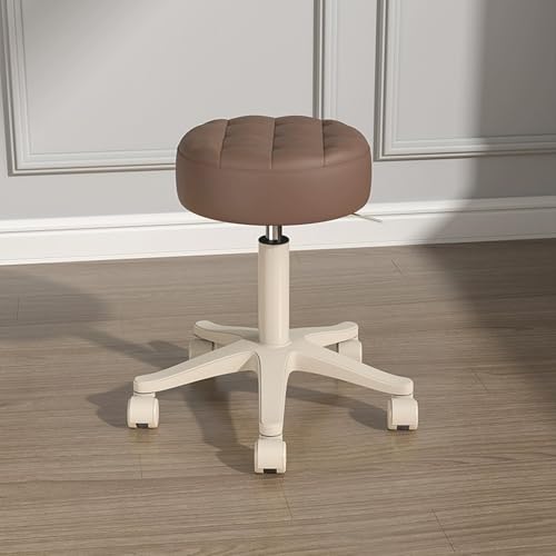 Rollhocker mit Rollen, verstellbare Höhe 39,9 cm - 52,1 cm, ergonomischer Massagehocker aus PU-Leder, um 360 Grad drehbar, ideal für Salon und Schreibtisch von Generisch