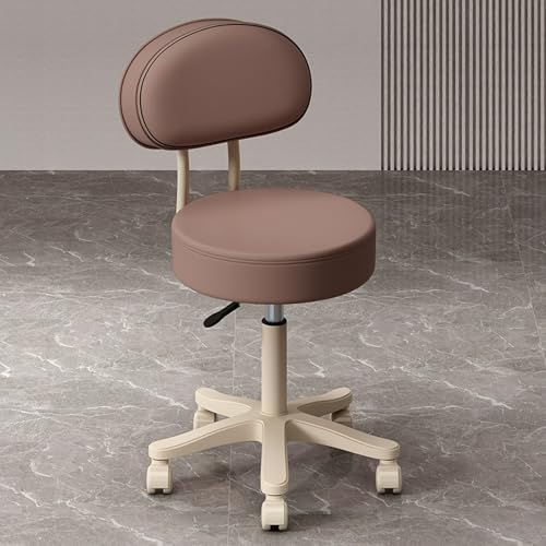Rollhocker mit Rückenlehne, höhenverstellbar, 360° drehbar, mit Rollen, Thekenhöhe, ideal für Salon oder Büro von Generisch