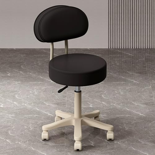 Rollhocker mit Rückenlehne, höhenverstellbar, 360° drehbar, mit Rollen, Thekenhöhe, ideal für Salon oder Büro von Generisch