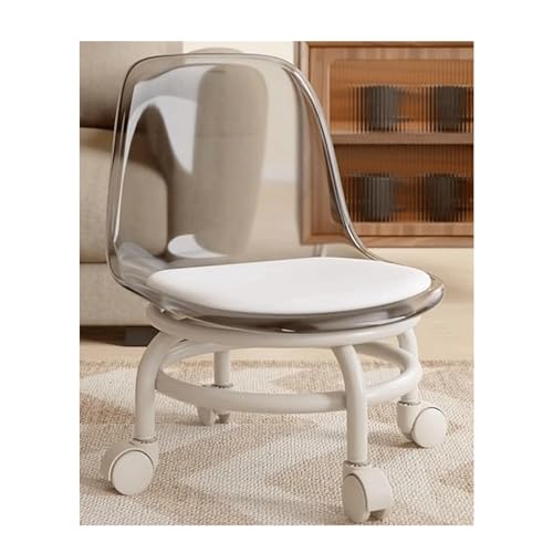 Rollhocker mit Rückenlehne, höhenverstellbar, Acryl, Drehstuhl auf Rollen, kompaktes Design für Zuhause, Garage, Reinigung und Arbeitsplatz, Grau von Generisch