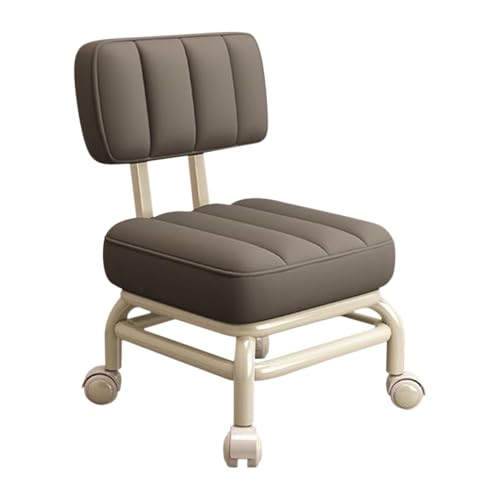 Rollhocker mit Rückenlehne für Salon-Pediküre, kurzer Sitz auf Rädern, Dunkelgrau von Generisch
