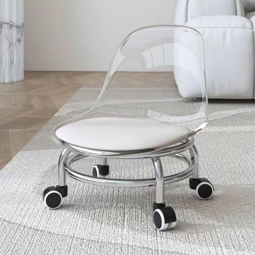 Rollhocker mit Rückenstütze, 360 Grad drehbare Räder, für Zuhause, Büro und Fitness von Generisch