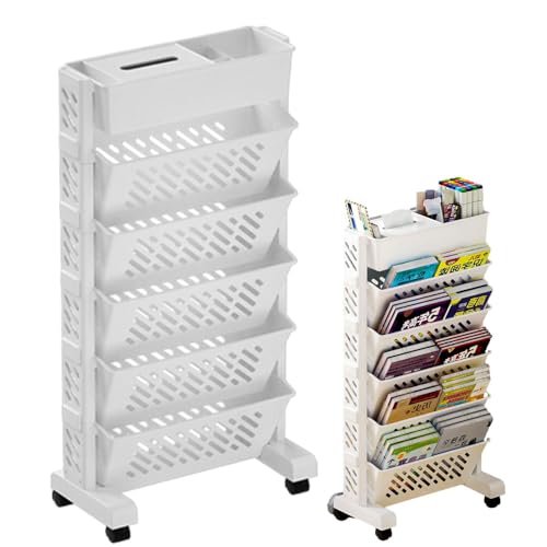 Rolling Book Cart - Datei Ordner Organizer, Schreibtischpapierhalter | Book Storage Cart Utility Rolling Organizer Office -Datei Halter Multifunktionaler Schreibtisch Ordner Langlebige Bücherregal Ra von Generisch