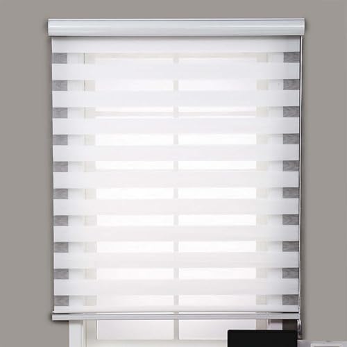Rollos, Doppelschicht-Zebralousien, lichtdurchlässige oder verdunkelnde Vorhänge für Fenster und Tür mit Aluminiumkassette von Generisch