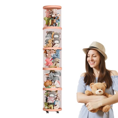 Rolltube Plüsch-Organizer – Spielzeug-Ausstellungsröhre, Stofftier-Aufbewahrung, hoher transparenter Spielzeugbehälter mit glatten Rädern für einfache Mobilität, platzsparender vertikaler Organizer von Generisch