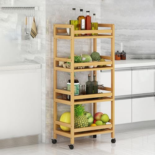 Rollwagen aus Holz – 2-stöckiger Küchenwagen für Obst, Gemüse und Gewürze – stilvolles und funktionales Design von Generisch