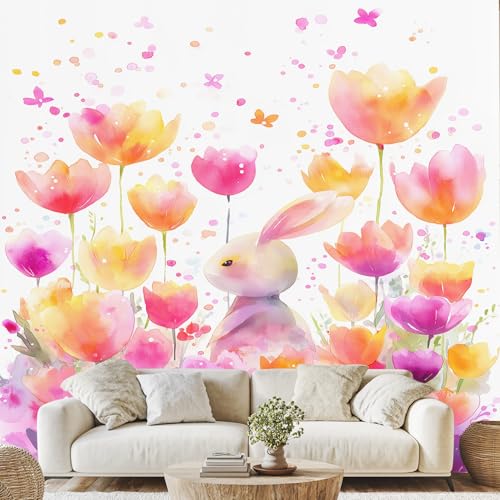 Romantisch Blumen 3D Effekt Wandtapete Aquarellstil Tapeten Vliestapete Blumenkaninchen Vlies Fototapete für Wohnzimmer Kinderzimmer Badezimmer 400 x 280 cm Foto Tapete Romantisch Blumen 3D Effekt Wandtapete Aquarellstil Tapeten Vliestapete Blumenkaninchen Vlies Fototapete für Wohnzimmer Kinderzimmer Badezimmer 400 x 280 cm Foto Tapete von Generisch