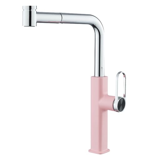 Rosa Küchenarmatur mit herausziehbarem Sprüher – 2 Funktionen 360° schwenkbar Einhandmischer – Stilvoller Messing-Küchenspüle Wasserhahn für moderne Wohnkultur von Generisch