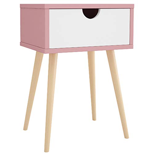 Rosa Nachttisch aus Holz - Mini Nachttisch mit 1 Schicht, Verschleißfest, Kratzfest, Wasserdicht Kommode für Schlafzimmermöbel, Einfaches Design von Generisch