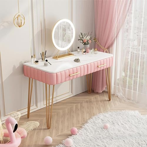 Rosa Schminktisch Set mit Spiegel, 2 große Schubladen für Frauen & Mädchen, Schlafzimmer Dekor, Home Office, Weihnachten & Geburtstag Rosa Schminktisch Set mit Spiegel, 2 große Schubladen für Frauen & Mädchen, Schlafzimmer Dekor, Home Office, Weihnachten & Geburtstag von Generisch