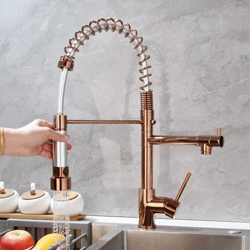 Rose Küchenarmatur mit herausziehbarem Sprüher, Doppelfunktion, 360° schwenkbar, Einhandgriff, con Resorte, modernes Design. von Generisch