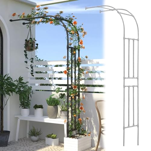 Rosenbogen 2,4 m Metall Garten Rankhilfe Kletterpflanzenstütze halb gebogene Rose Pergola Hochzeitsbogen Outdoor Dekoration für Garten Pavillon Rahmen von Generisch