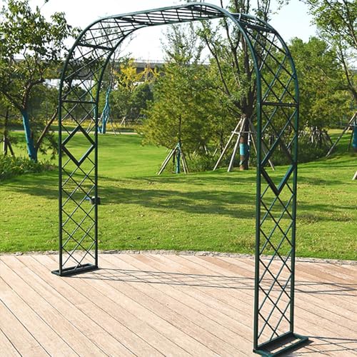 Rosenbogen Torbogen Garten Metall Gartenbogen Rankhilfe für Kletterpflanzen,2.3 m Gartenlaube Rankbogen mit Rankgitter,Schwarz Rosenspalier Pergola Weiß,Grün,Brauner(Grün,1.8x2.3m/5.9x7.5ft) von Generisch