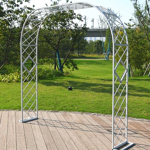 Rosenbogen Torbogen Garten Metall Gartenbogen Rankhilfe für Kletterpflanzen,2.3 m Gartenlaube Rankbogen mit Rankgitter,Schwarz Rosenspalier Pergola Weiß,Grün,Brauner(Weiß,2.6x2.3m/8.5x7.5ft) von Generisch