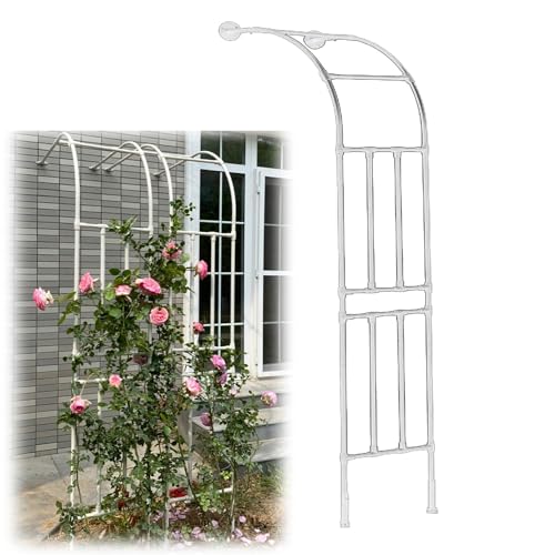 Rosenbogen aus Metall, Rankhilfe für Kletterpflanzen, wetterfester Stahl, Halbbogen, Gartenlaube, 250 x 240 x 45 cm, elegantes weißes Design für Outdoor-Dekoration und Unterstützung von Generisch