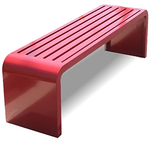 Rote Metall Gartenbank 2-8 Sitzer Outdoor Eisen Parkbank ohne Rückenlehne ideal für Terrasse Balkon & Pavillon Ruhebank 150 x 40 x 45 cm von Generisch