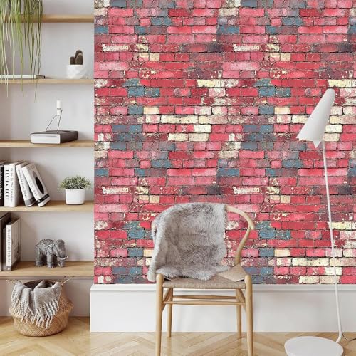 Rote Ziegel Tapete Selbstklebende Vintage Stein Textur Möbelfolie Verdicken Wasserdicht Matt Kontaktpapier mit Kleberückseite Wallpaper Rollen für Wand Tabellen Schränke Türen Dekorativ 0.4x3 M Rote Ziegel Tapete Selbstklebende Vintage Stein Textur Möbelfolie Verdicken Wasserdicht Matt Kontaktpapier mit Kleberückseite Wallpaper Rollen für Wand Tabellen Schränke Türen Dekorativ 0.4x3 M von Generisch