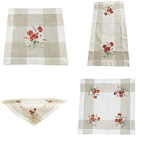 Roter Klatschmohn Tischläufer Tischdecke Mitteldecke beige Leinenoptik - Größe wählbar (40x140) von Generisch