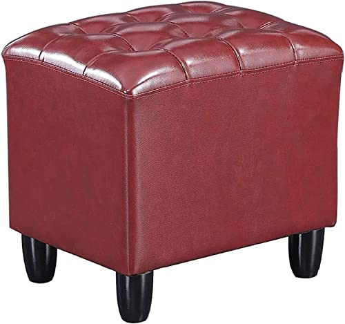 Roter PU-Fußhocker, klein, quadratisch, Sofa-Hocker und Schuhablage, perfekt für Wohnzimmer-Dekoration, 32 x 26 x 32 cm, vielseitiger Tritthocker für Komfort zu Hause von Generisch