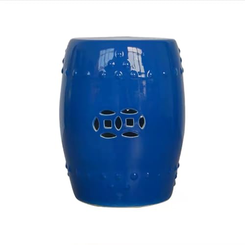 Royal Blue Dekorativer Keramik Gartenhocker Massiv Glasiert Hohl Trommel Beistelltisch für Außen & Innen Modernes asiatisches Design für Wohnzimmer Terrasse Balkon und Garten Royal Blue Dekorativer Keramik Gartenhocker Massiv Glasiert Hohl Trommel Beistelltisch für Außen & Innen Modernes asiatisches Design für Wohnzimmer Terrasse Balkon und Garten von Generisch