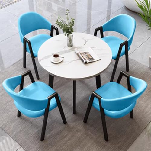 Royal Blue Round Dining Table Set with 4 Stylish Chairs Modern Office & Home Furniture Elegant Reception & Conference Table Combination Royal Blue Round Dining Table Set with 4 Stylish Chairs Modern Office & Home Furniture Elegant Reception & Conference Table Combination von Generisch