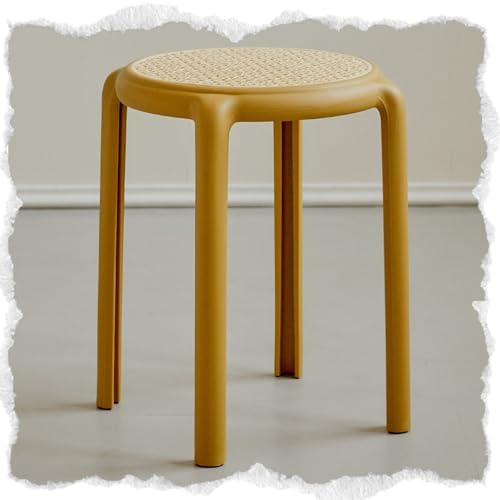 Rückenfreie, stapelbare Hocker – tragbare Kunststoffstühle für Küche und Klassenzimmer, kurzes Design zum Essen, strapazierfähiger grauer Rattan-Stil, ideal für Studenten und Veranstaltungen von Generisch
