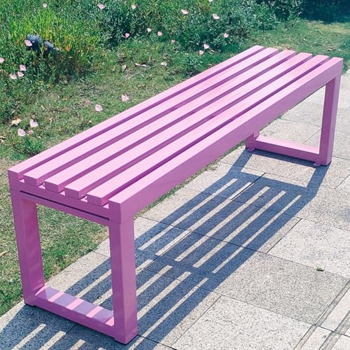 Rückenfreie Gartenbank aus Metall für 2–3 Personen, wetterfest, verzinkter Stahl, Terrassensitz, stilvolles rosa Design für Parks, Veranden und Höfe (150 x 40 x 45 cm) von Generisch