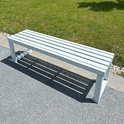 Rückenfreie Metallbank für den Außenbereich, wetterfester Gartensitz für 2-3 Personen, Latten-Design, ideal für Terrasse, Hinterhof, Rasen, Weg, Deck, Pool, Unterstützung mit hoher Kapazität von Generisch