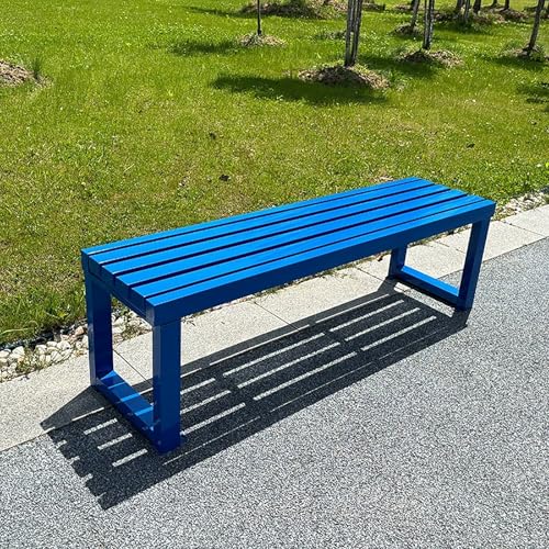 Rückenfreie Metallbank für den Außenbereich, wetterfester Gartensitz für 2-3 Personen, Latten-Design, ideal für Terrasse, Hinterhof, Rasen, Weg, Deck, Pool, Unterstützung mit hoher Kapazität von Generisch