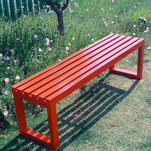 Rückenfreie Sitzbank für den Außenbereich, robuster Metalllattensitz, wetterfest für Garten, Park oder Terrasse, unterstützt bis zu 400 kg von Generisch