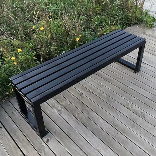 Rückenfreie Sitzbank für den Außenbereich, robuster Metalllattensitz, wetterfest für Garten, Park oder Terrasse, unterstützt bis zu 400 kg von Generisch