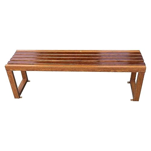 Rückenfreie Sitzbank für den Außenbereich, robustes Metallgestell mit Lattensitz, unterstützt 299 kg, ideal für Terrasse, Garten, Park und Balkon von Generisch