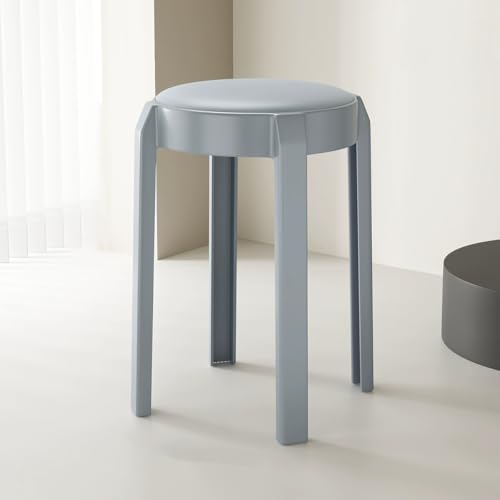 Rund Stapelhocker aus Kunststoff Barhocker 2er-Set, Rund Stapelstuhl 46cm Sitzhocker Küchenhocker Ergonomischer Hocker, Esszimmerhocker(Blue,2 pcs) von Generisch