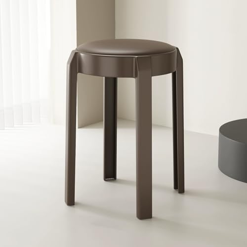 Rund Stapelhocker aus Kunststoff Barhocker 2er-Set, Rund Stapelstuhl 46cm Sitzhocker Küchenhocker Ergonomischer Hocker, Esszimmerhocker(Brown,3 pcs) von Generisch