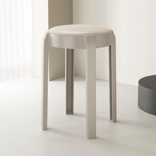Rund Stapelhocker aus Kunststoff Barhocker 2er-Set, Rund Stapelstuhl 46cm Sitzhocker Küchenhocker Ergonomischer Hocker, Esszimmerhocker(Light Gray,2 pcs) von Generisch