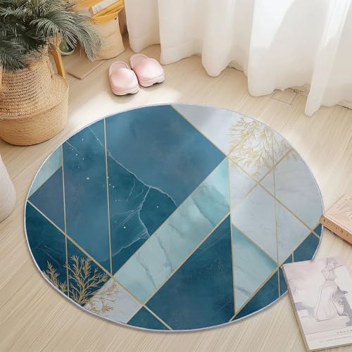 Rund Teppich Kurzflor Abstrakter Geometrischer Marmor Design, ø 120 cm, waschbar Wohnzimmerteppich rutschfest, weich für Wohnzimmer Schlafzimmer Zuhause Büro, Blau Cyan Rund Teppich Kurzflor Abstrakter Geometrischer Marmor Design, ø 120 cm, waschbar Wohnzimmerteppich rutschfest, weich für Wohnzimmer Schlafzimmer Zuhause Büro, Blau Cyan von Generisch