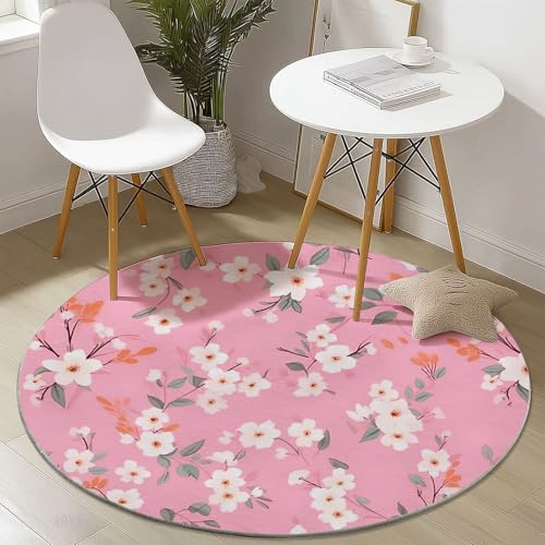 Rund Teppich Kurzflor Handgemalte Wildblumen Gänseblümchen Design, ø 150 cm, waschbar Wohnzimmerteppich rutschfest, weich für Wohnzimmer Schlafzimmer Zuhause Büro, Rosa Rund Teppich Kurzflor Handgemalte Wildblumen Gänseblümchen Design, ø 150 cm, waschbar Wohnzimmerteppich rutschfest, weich für Wohnzimmer Schlafzimmer Zuhause Büro, Rosa von Generisch
