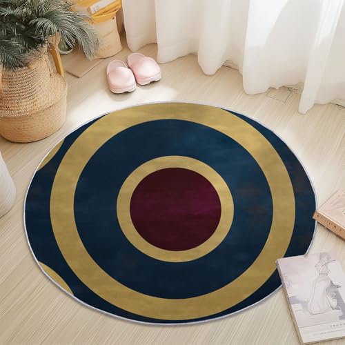 Rund Teppich Kurzflor Retro Konzentrische Kreise Design, ø 180 cm, waschbar Wohnzimmerteppich rutschfest, weich für Wohnzimmer Schlafzimmer Zuhause Büro, Blau Weinrot Rund Teppich Kurzflor Retro Konzentrische Kreise Design, ø 180 cm, waschbar Wohnzimmerteppich rutschfest, weich für Wohnzimmer Schlafzimmer Zuhause Büro, Blau Weinrot von Generisch