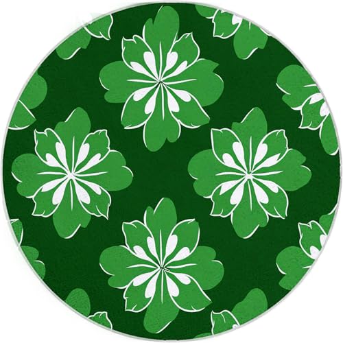 Rund Teppiche Wohnzimmer Grün Geometrie Blumen 140 cm - Küche Jugendzimmer Esszimmer Flur und Schlafzimmer Kurzflor Teppich Gegend Extra Weich Pflegeleicht von Generisch