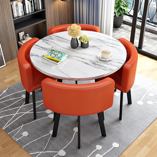 Runde Esstisch Set für 4 Marmortisch mit Stühlen Büro Empfang Schreibtisch und Stuhl Geeignet für Lounge oder Wohnzimmer von Generisch