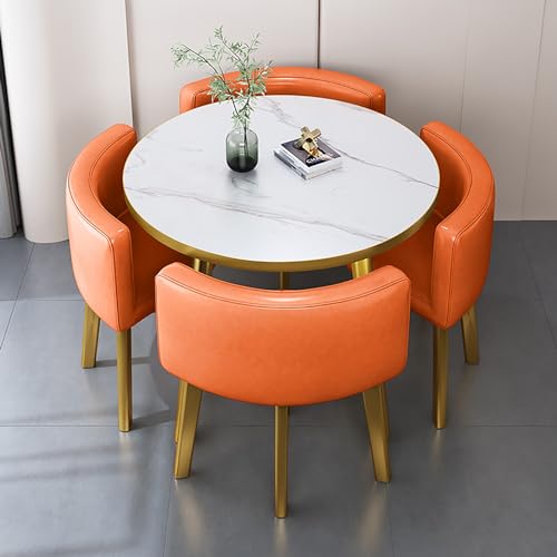 Runde Esstisch Set für 4 Marmortisch mit Stühlen Büro Empfang Schreibtisch und Stuhl Set Geeignet für Lounge Wohnzimmer von Generisch