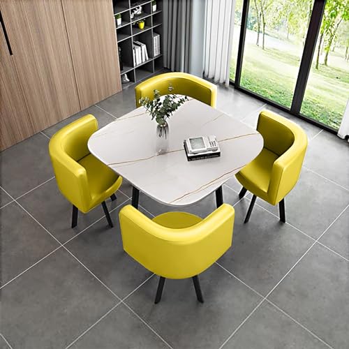 Runde Esstisch Set für 4 Marmortisch mit Stühlen Büro Empfang Schreibtisch und Stuhl Set Geeignet für Lounge oder Wohnzimmer von Generisch