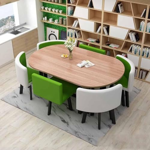 Runde Esstisch-Set mit 6 Stühlen, moderne Möbel für Küche, Esszimmer oder Büro, Konferenzraum, kleiner Tisch und Stuhl-Set für Zuhause oder Geschäft von Generisch